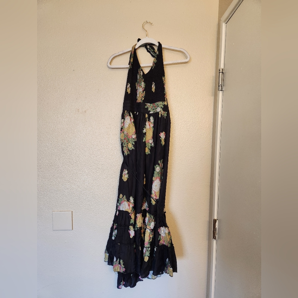 Long black floral dress